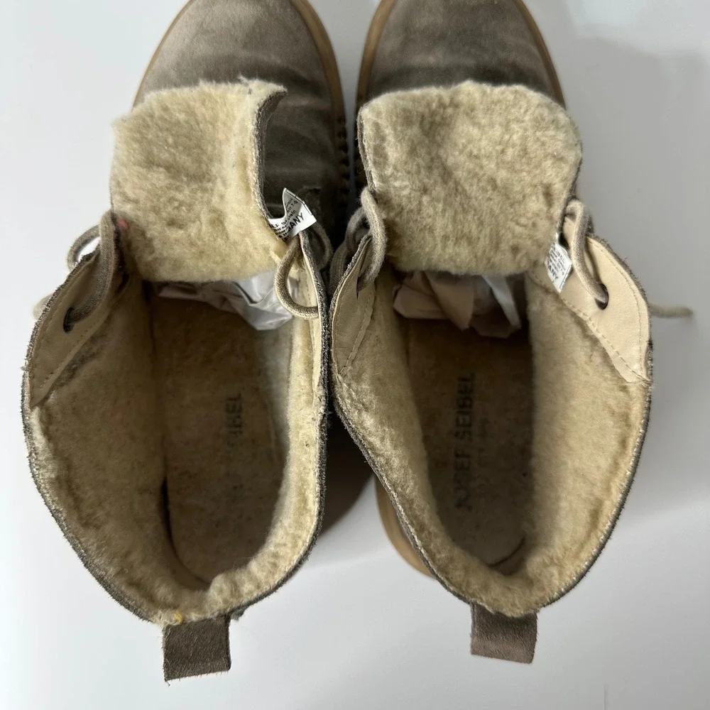Josef Seibel Maren 02 Chukka Boots Taupe Gray Suede Fleece Lined Sz 37/US 6.5-7‎